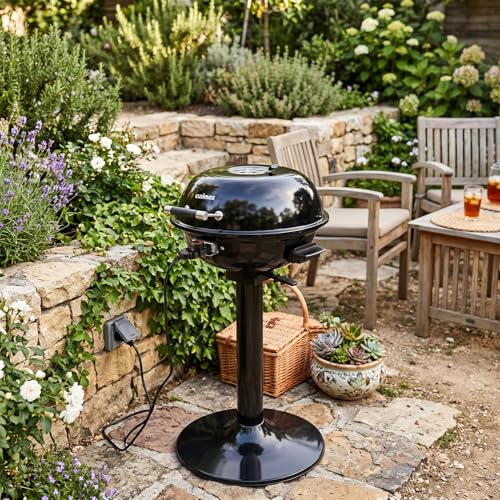 Image of Electric Grill, CUSIMAX Electric Indoor /Outdoor Grill, 1600W Portable BBQ with Lid for Indoor & Outdoor Use, Adjustable Heat, Removable Stand Grill for Cookouts, BBQ Gatherings, Small Spaces