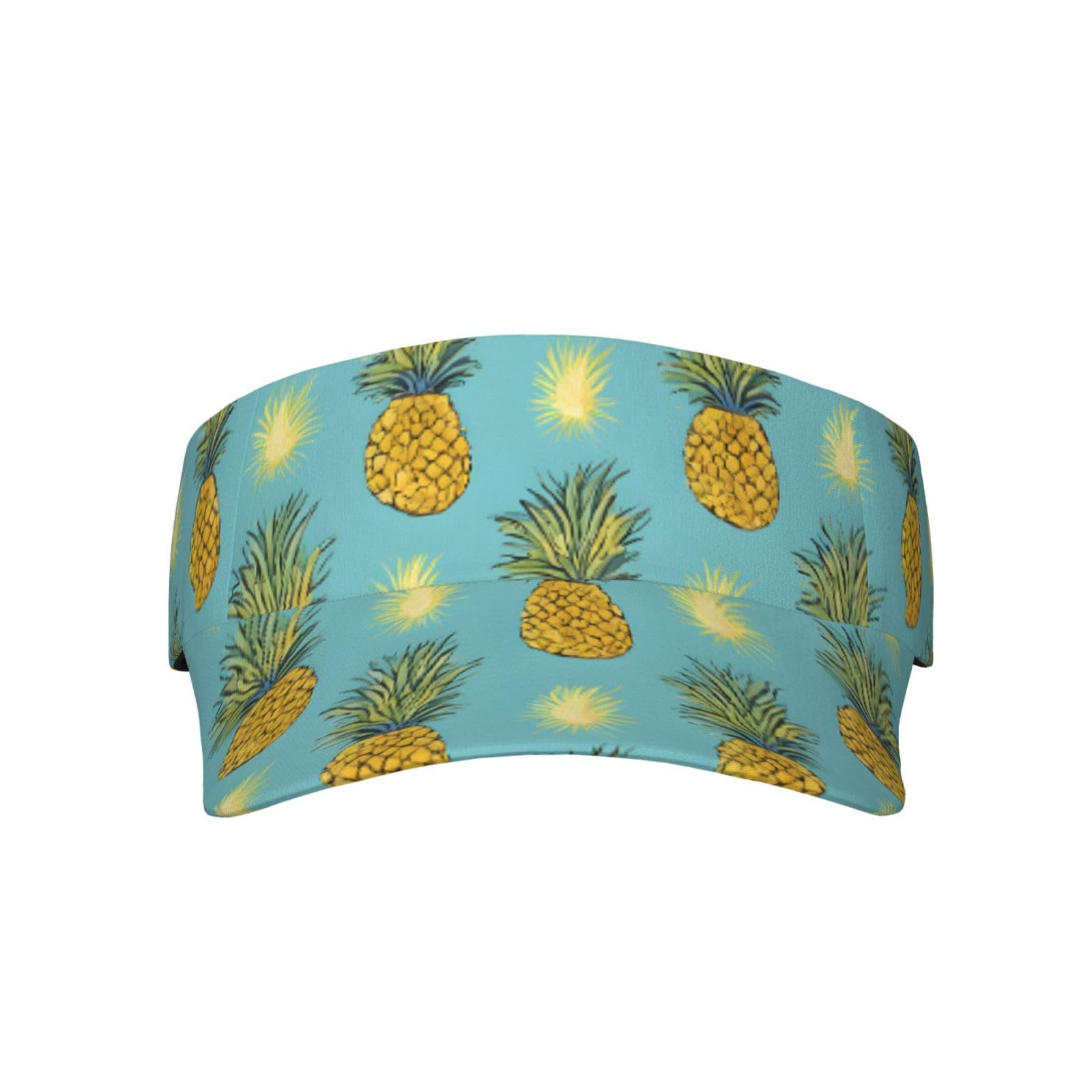 Aspoijhn Unisex Black (Tropical Fruit Pineapple) Adjustable Sun Visor Cap Comfortable Sun Hat Breathable Adult Sunscreen Cap For Travel Beach Golf Tennis