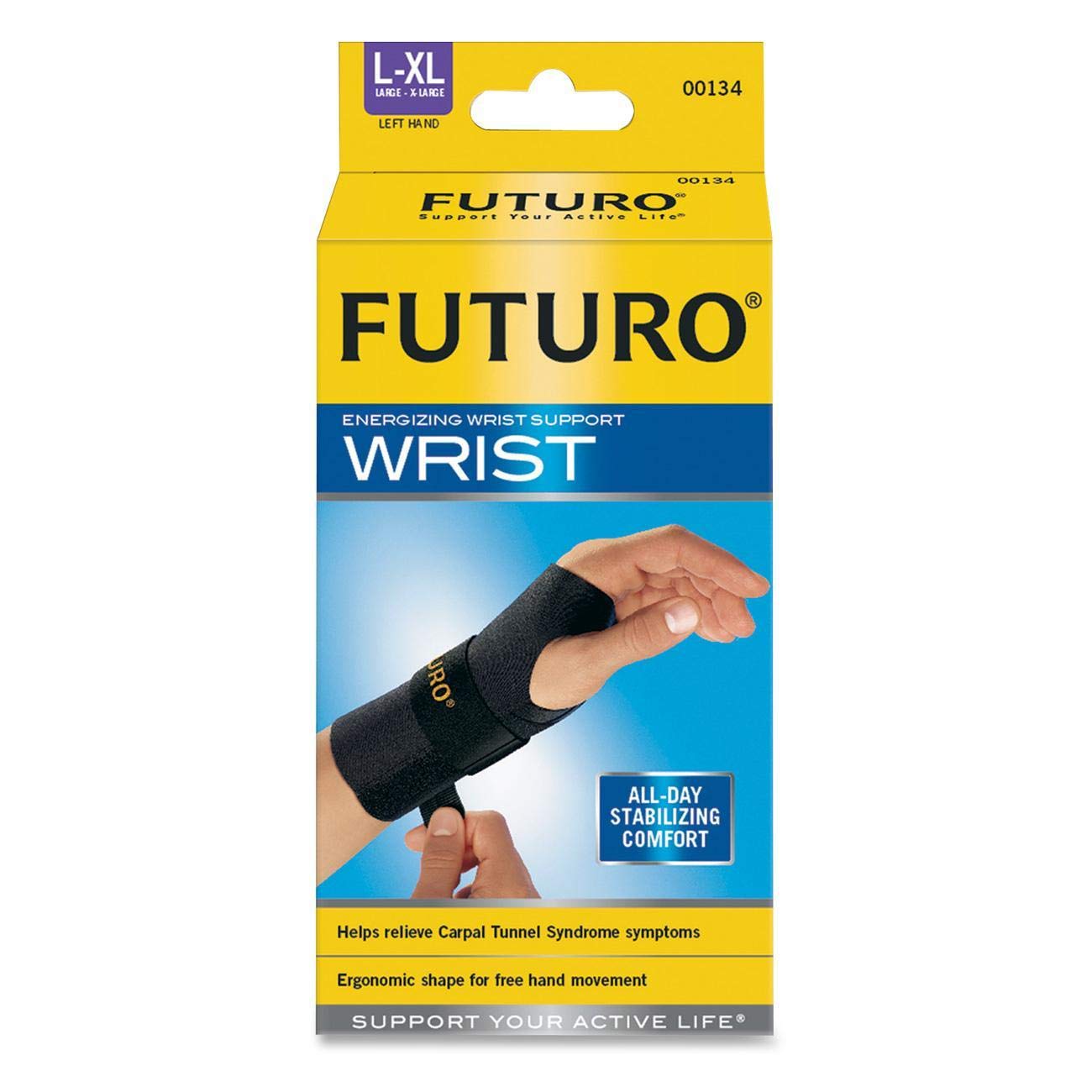 FUTURO Energizing Lift Wrist Support Brace - Relief For Carpal Tunnel, Arthritis, Sprains (Size L/XL)