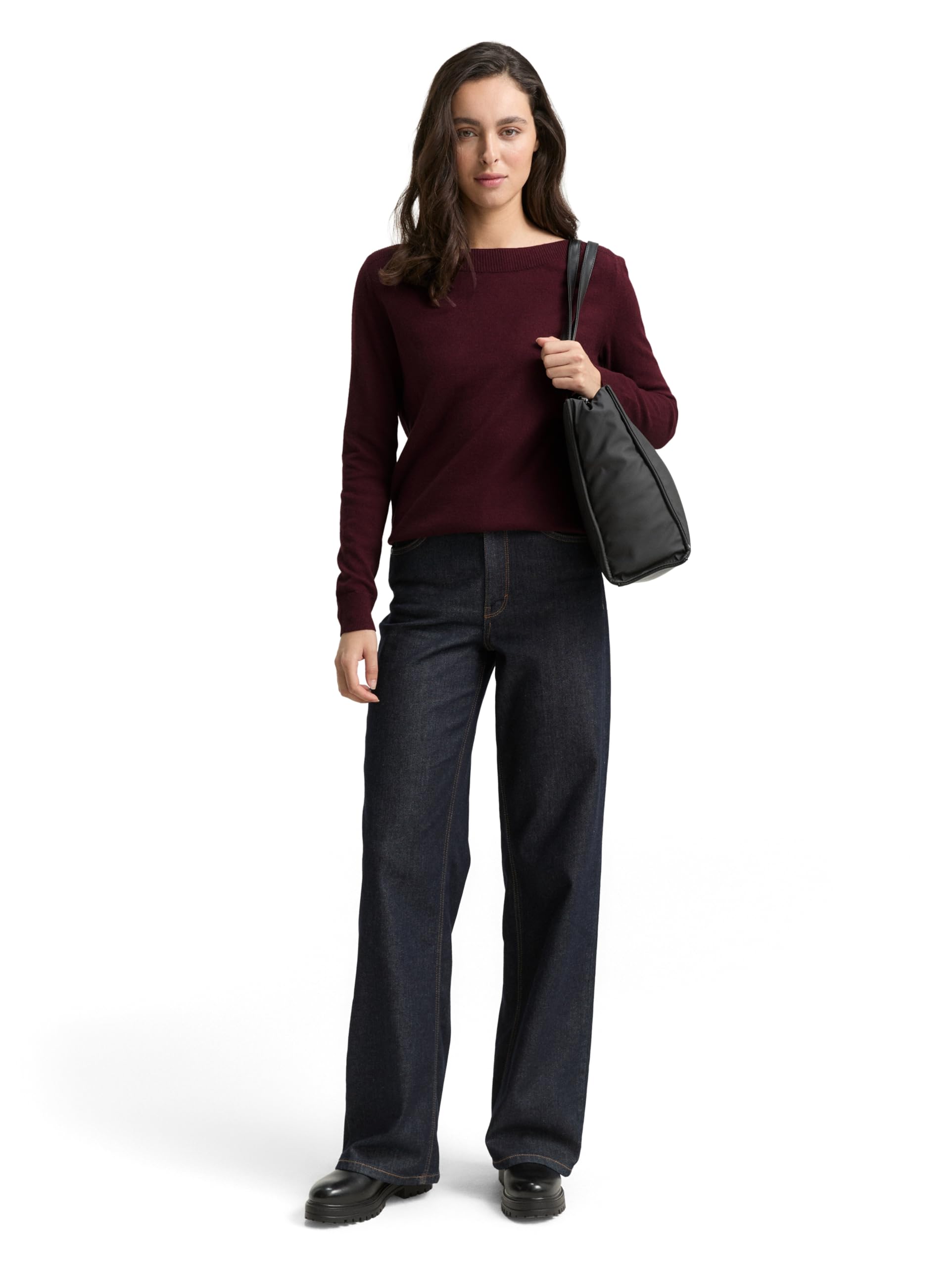 TOM TAILOR Damen Strickpullover mit U-Boot-Ausschnitt