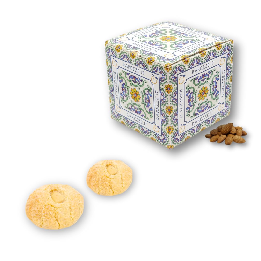 RAREZZE - Biscotti di Pasta di Mandorla Siciliana al LIMONE, spediti APPENA SFORNATI, scatola regalo (kg.1). Antica Pasticceria di Sicilia, produzione artigianale cannoli, cassata, torroncini