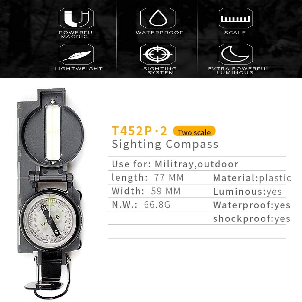 KanPas Military Survival Lensatic Sighting Compass with Inclinometer (T452P-2)