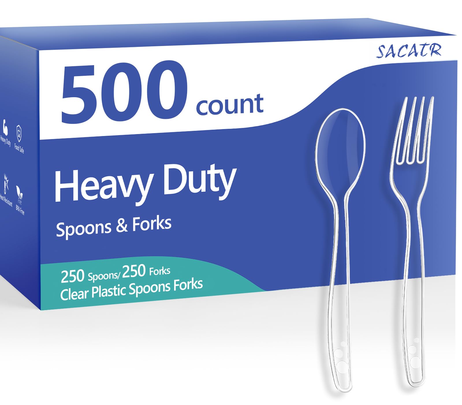 SACATR 1000 Count Clear Plastic Silverware Heavy Duty -Forks, Spoons,Knives — Amazon image 18