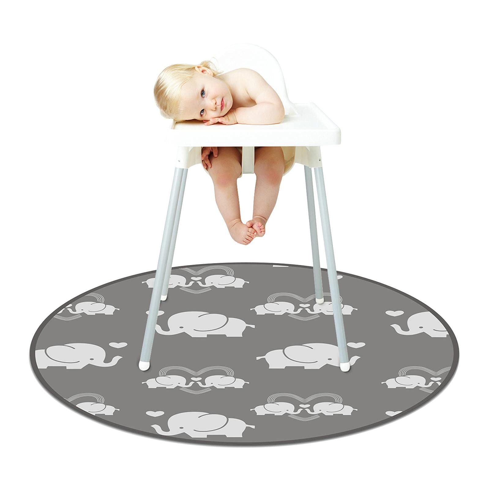 Baby Splat Mat,Tappetino da pavimento trasparente e atossico per seggiolone e tavolo, tappetino antipasto, facile da pulire, protezione per animali domestici, gatti o cani (rotondo trasparente