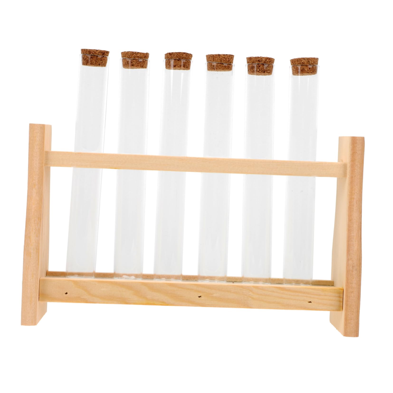 Supporto Per Provette in Legno 6 Slot, Porta Tubo Da Laboratorio Per Esperimenti Scientifici e Oli Essenziali, Kit Provette 20x150 Mm Tappo Per Uso Scolastico e Laboratorio