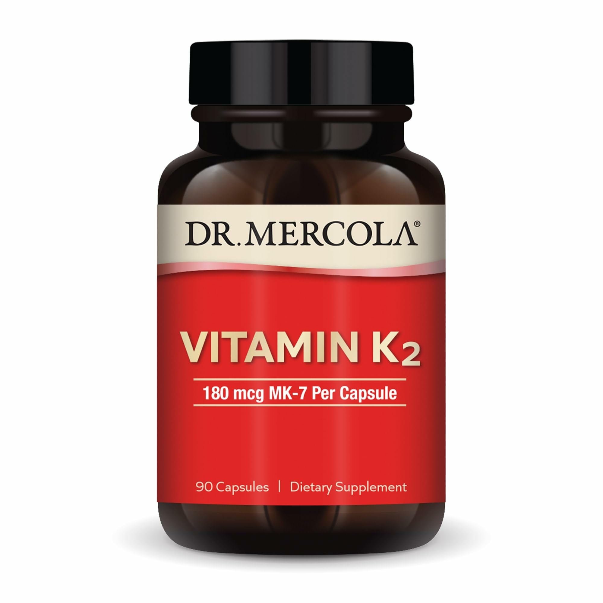 Vitamin K2-180 mcg Vitamin K2 as MK-7 - Supports Healthy Arterial Function & Heart Health - Non-GMO, Gluten-Free & Dairy-Free - 90 Capsules (90 Servings)
