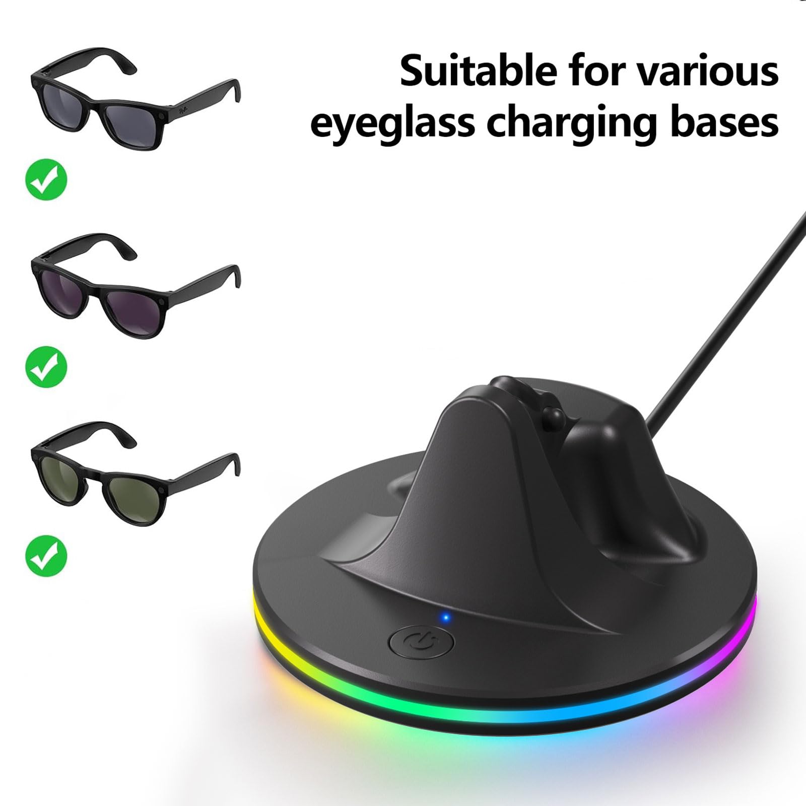 Moderna compatta per Ray Smartests Glass | Alloggiamento in ABS con ricarica sicura e Quick Power Quick Dock, piattaforma sicura, moderno compatto