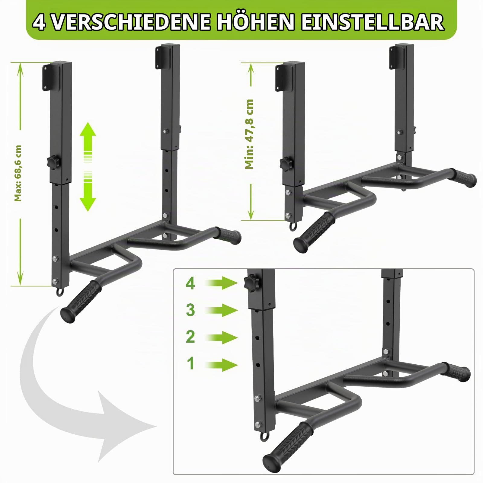 SELEWARE Klimzugststange Wand Klimmzugstange Decke -Pull Up Bar Klimmzugstange zur Deckenmontage, verstellbare klimzugststange Wandmontage mit Multi-Winkel-Griff, robuste Stahlkonstruktion