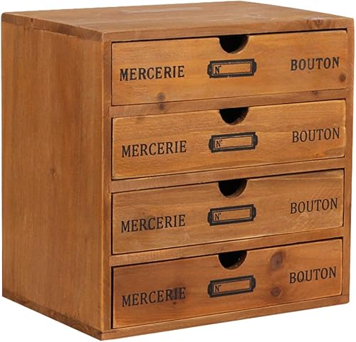 Caja de almacenamiento de madera con cajones, organizador de escritorio portátil de madera para el hogar, oficina, mostrador, decoración de