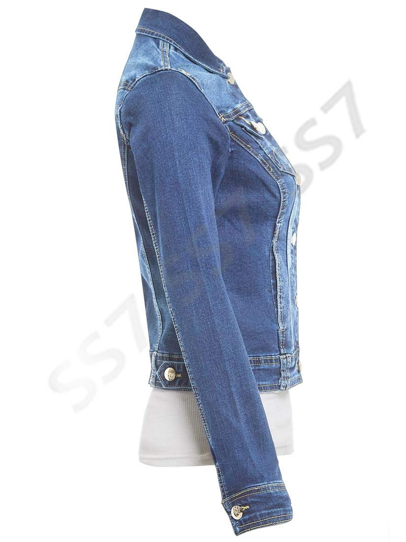SS7 Frauen Größe 42-48 Stretch Jeansjacke Damen Jean Jacken mittleres Blau