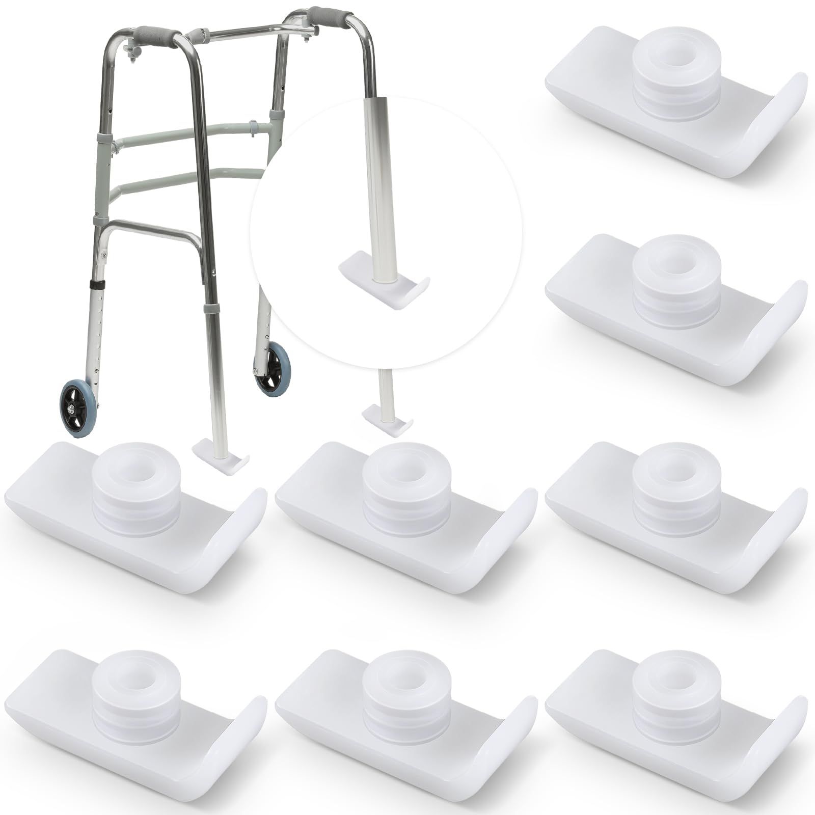 TrelaCo 8 Pcs Walker Ski Glides for Folding Walkers, White