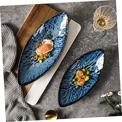 Plato de cerámica azul para sushi miniatura 6