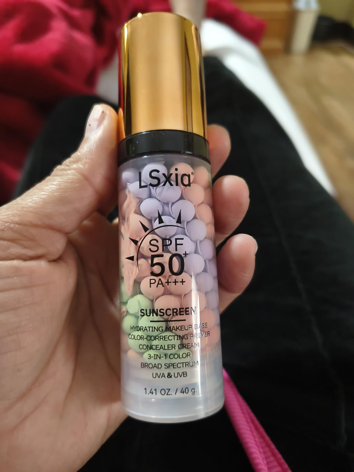 QIUFSSE 2PCS Color Correcting Primer Face Makeup with Powder Puff,Face Primer with SPF 50,Oil Control Primer Makeup,Hydrates and Moisturizes,Radiance Skin,Protector Solar Para La Cara Con Color