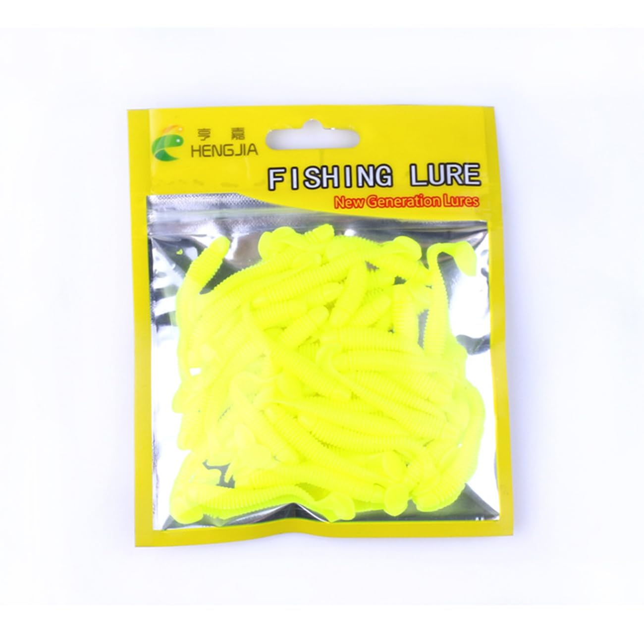 50 Pcs 5cm Fishing Lures Fishing Lures Fishing Soft Plastic Shad Lures Fishing Baits Soft Plastic Fishing Lures T Tail Grub Worm Baits for Fish Tackle Accessory (6#(Yellow))