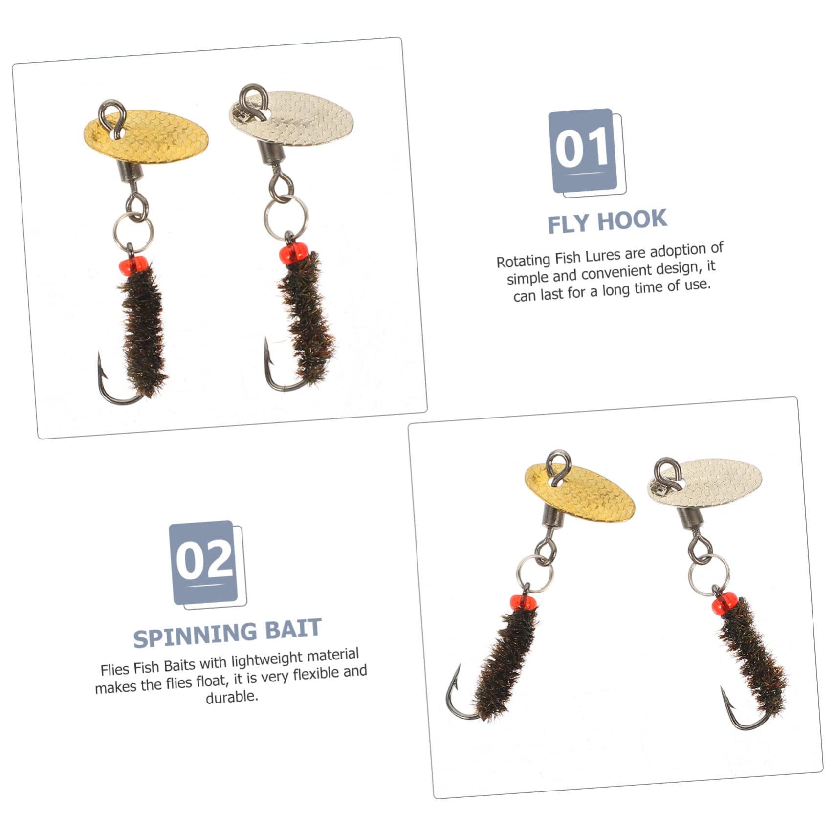 Toddmomy Juego De Gancho con Mosca De Lentejuelas Plomada Manos para Herramienta De Pesca Brillante Señuelo Herramienta De Pesca Giratoria Acero Inoxidable