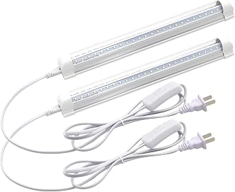 LED Shop Light Fixture, 12inch 9W, 1080LM, 6500K, T8 V-Shape Integrated Tube Light, Hight Output, Brighter White, LED Tube Light for Garage, Warehouse, Plug and Play Pack of 2
