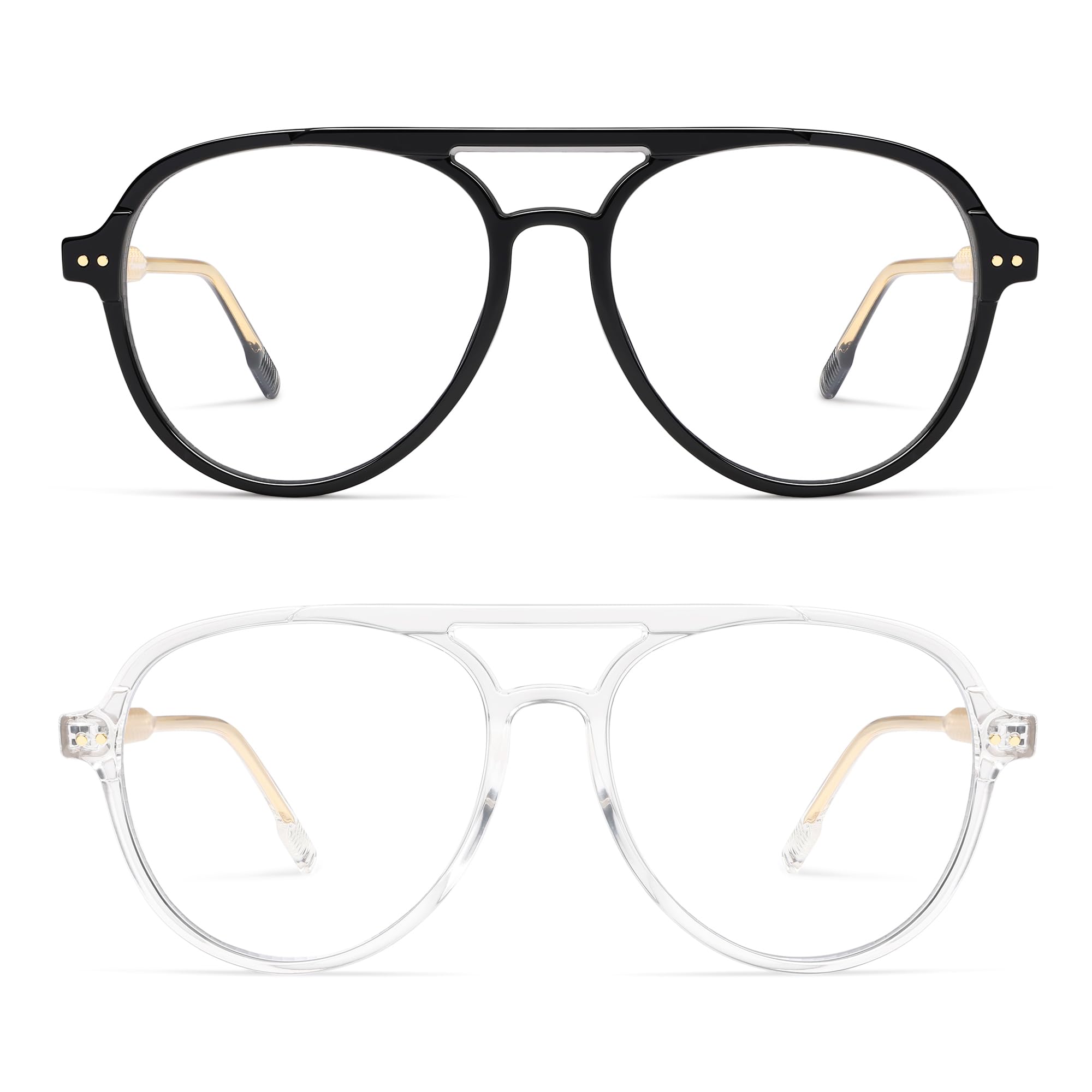 AMOMOMA Retro Blue Light Aviator Reading Glasses