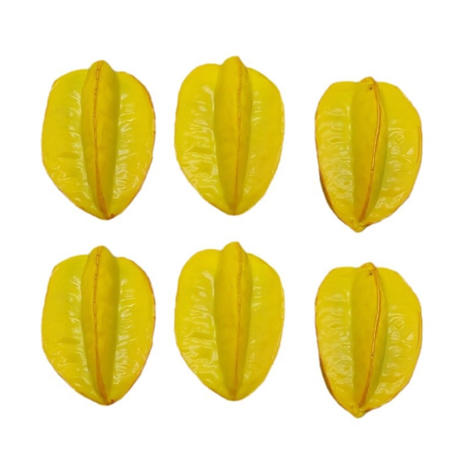 Jazuaiao Of 6 Artificial Starfruit Simulation Carambola Artificial Fruit for Shop Display Kitchen Decoration Photography PU Fruit