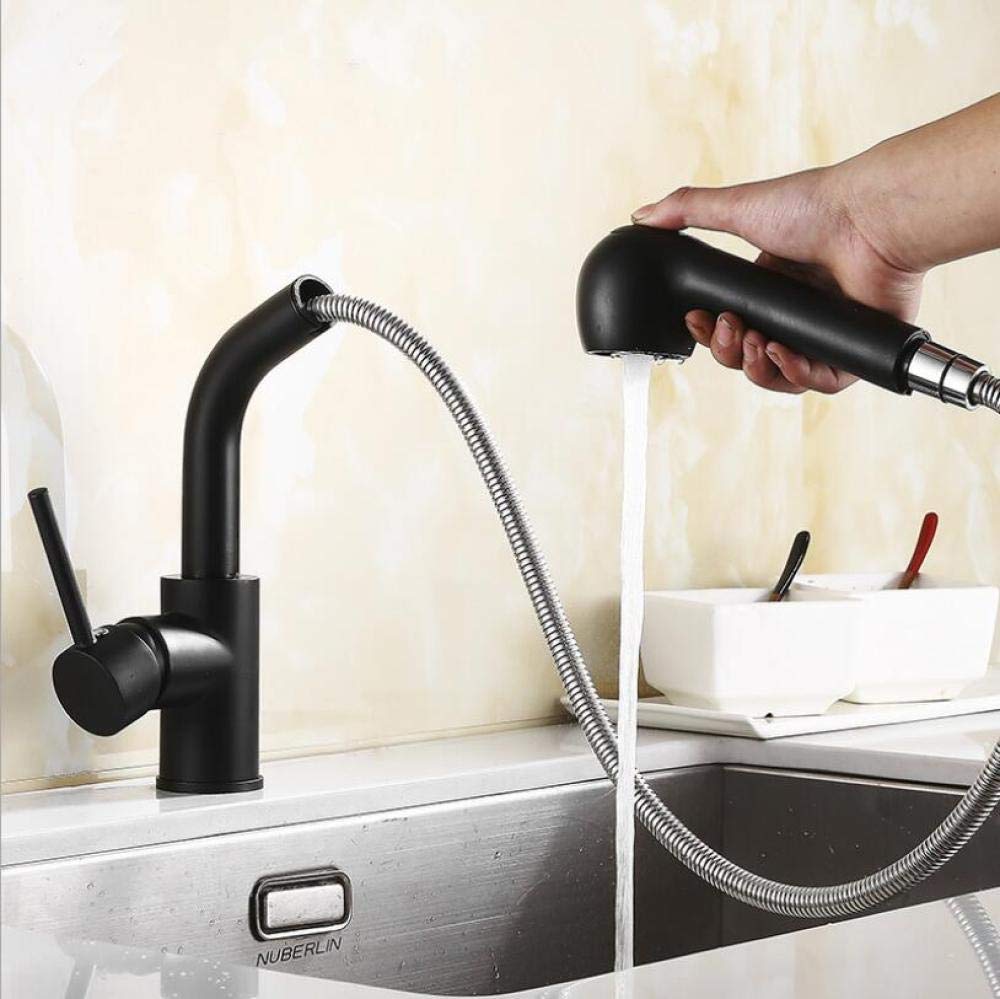 Grifos, Grifo de Cocina de níquel/Grifo de Cocina extraíble Negro con Grifo de Cabezal de Ducha con grúa de una Sola manija Comfortable Anniversary