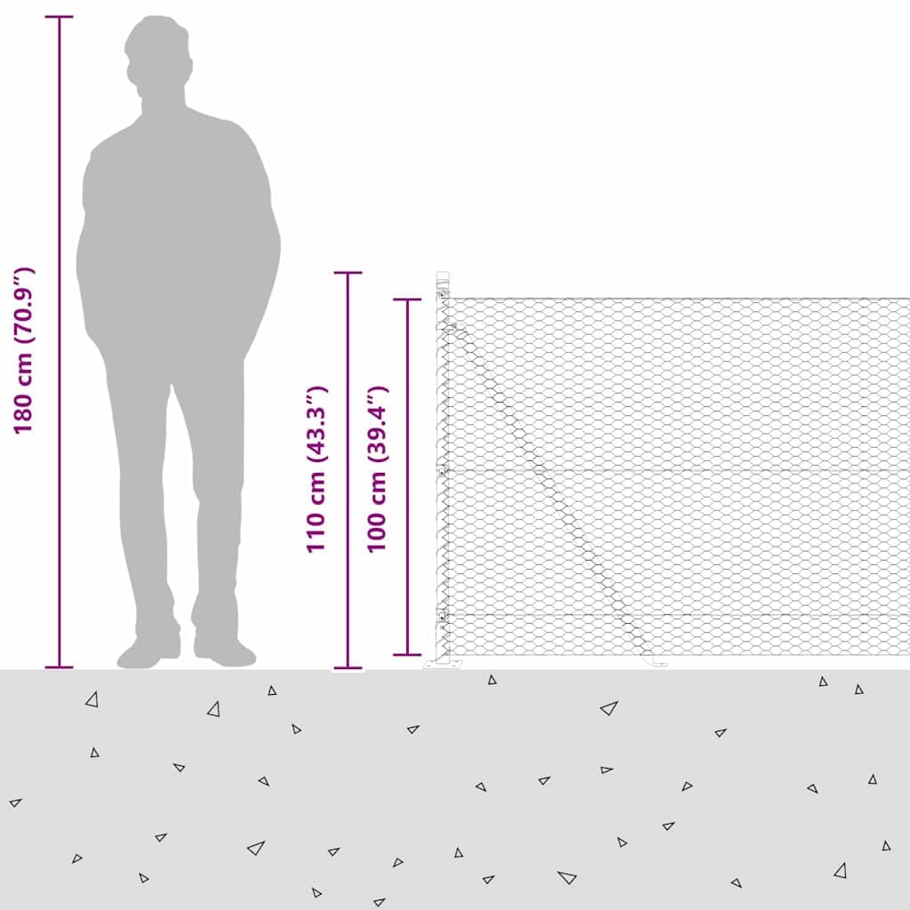 Poste de valla verde de acero y PVC, 1000 x 3,2 x 100 cm, resistente a la intemperie, anticorrosión, con 5 postes de hormigón, ideal para valla de jardín, privacidad, terraza, balcón, vallado