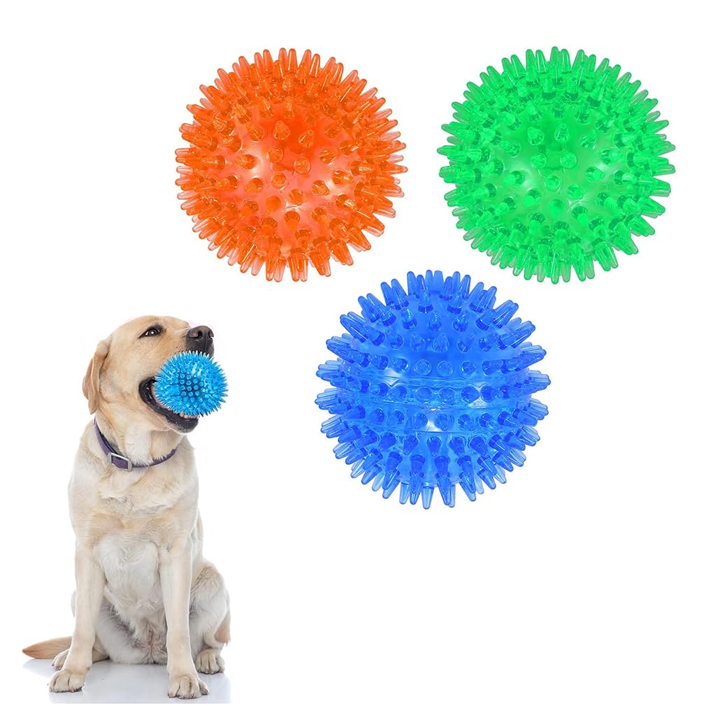 huiziyi 3 PACK 6.5cm Squeaky Dog Ball Toys, Dogs Chew Spiky Ball
