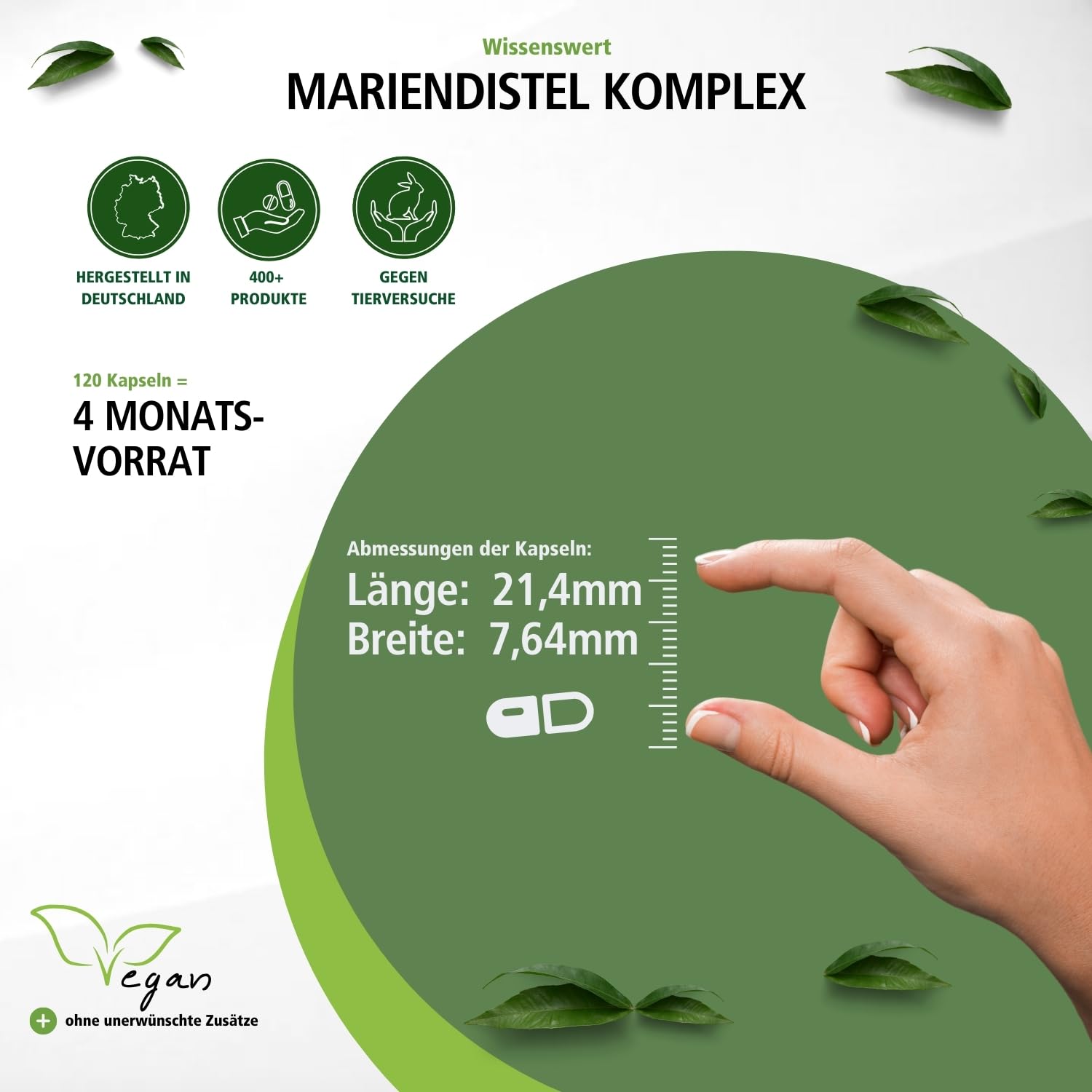 fairvital Mariendistel Komplex, 120 Kapseln mit Artischocke + Löwenzahn, Bitterstoff-Kapseln, 100% vegan