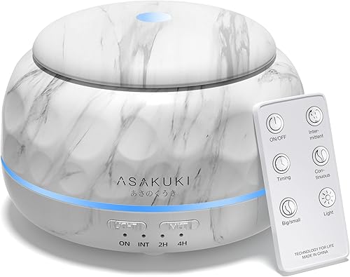 ASAKUKI Difusor de aceite esencial de 10.1 fl oz humidificador de aromaterapia con luz de 7 colores, difusor pequeño para el hogar y perfecto para