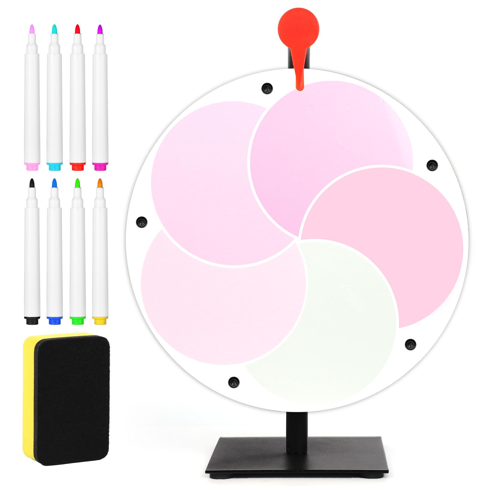 NQEUEPN 30cm Roue de la Fortune, 5 Emplacements Fleur Colorée Roue de Prix Jeu de Roue de la Fortune & 8 Marqueurs pour Les Carnavals Les Salons Commerciaux Les Activités de Vacances