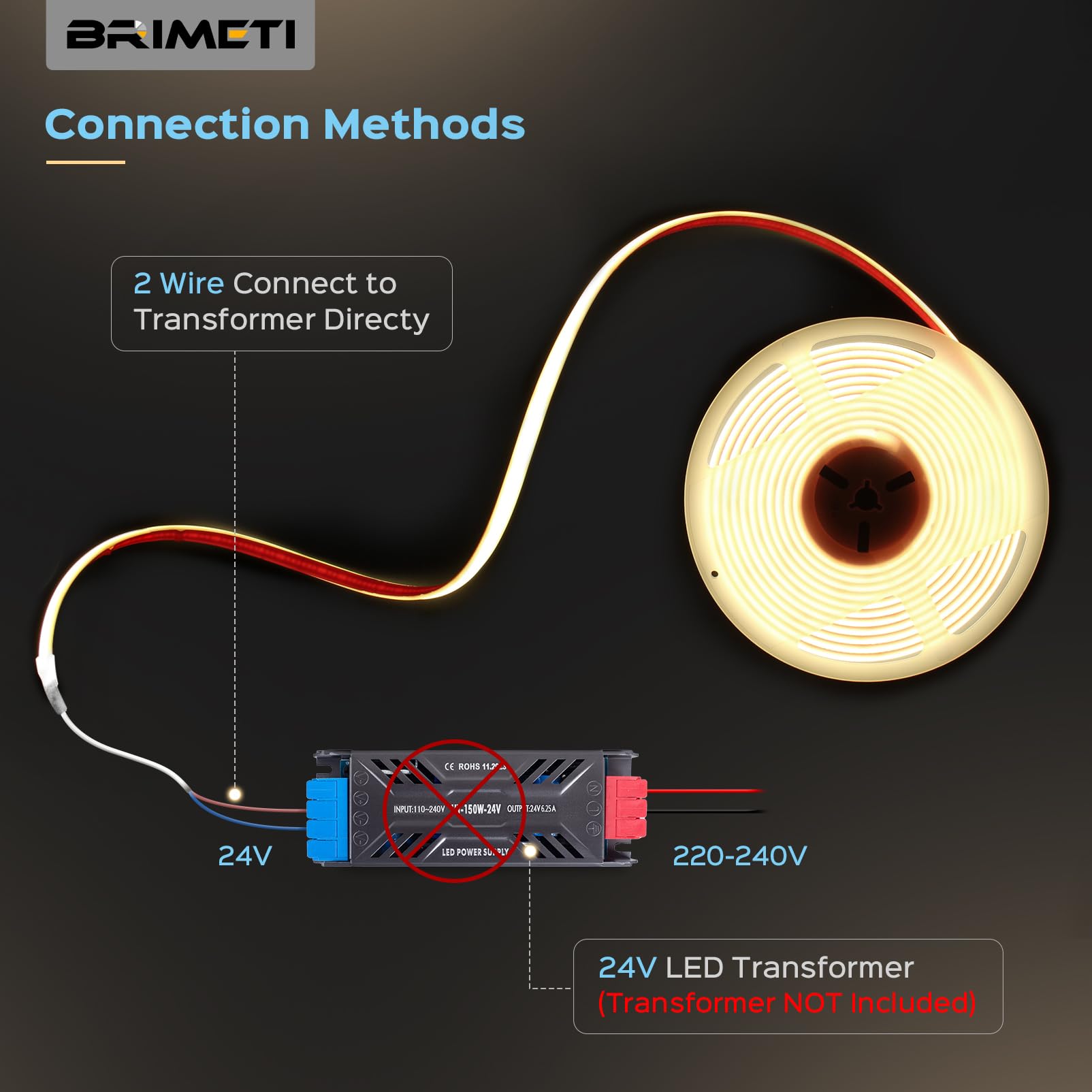 COB Tira luz LED 24V Autoadhesivo 10M Exterior Impermeable IP68 Blanco Caldo 3000K Silicona 320LED/M Cortable Ancho 10mm, para Dormitorio Bar Fiestas Decoración(Sin Fuente de Alimentación)
