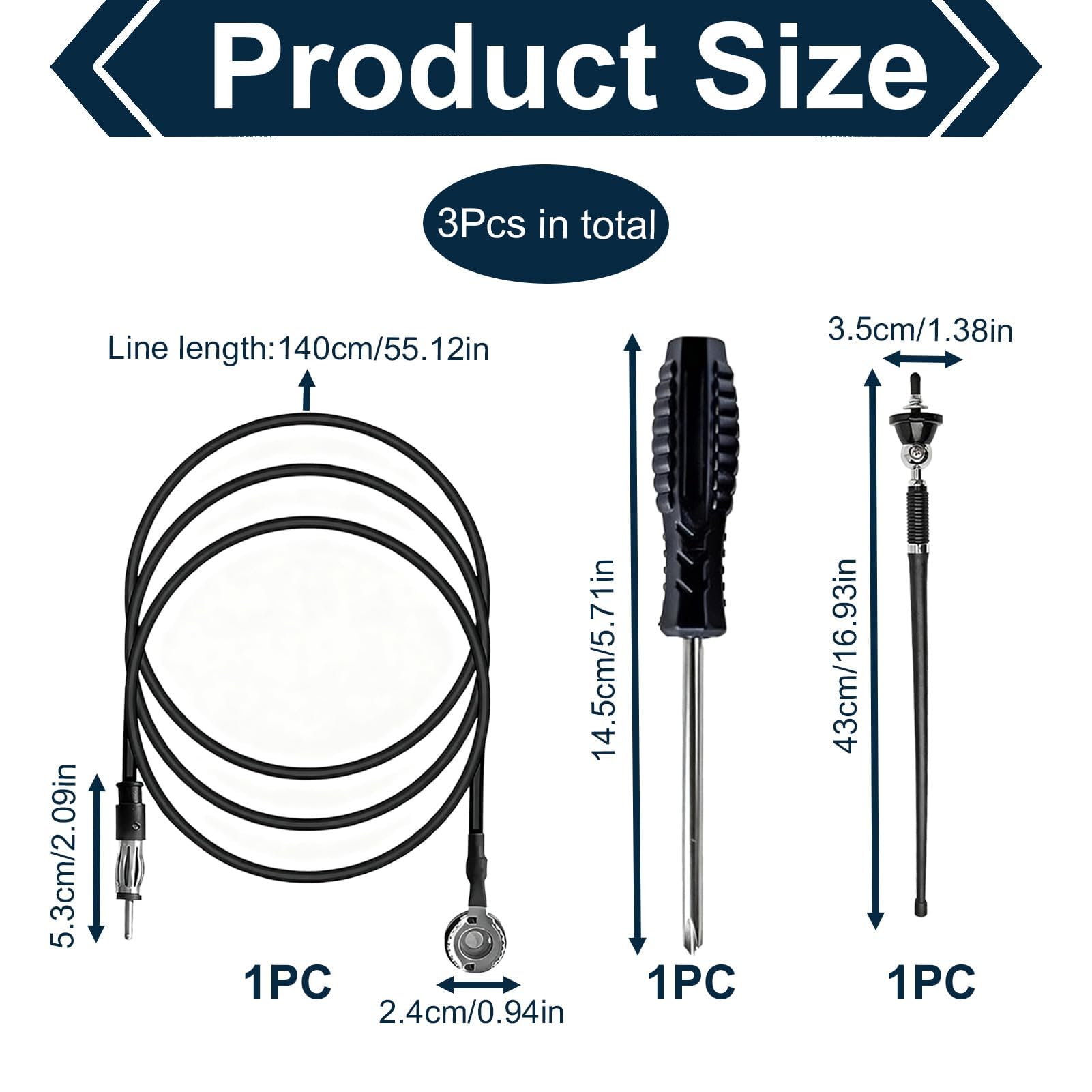 Antenna Radio Marina, Antenna Barca AM FM Universale 16 Pollici in Gomma Flessibile con Rotazione 180°, Per Barche, Jeep, Trattori e Veicoli da Costruzione, Compatibile Autoradio DIN con Cavo Prolunga