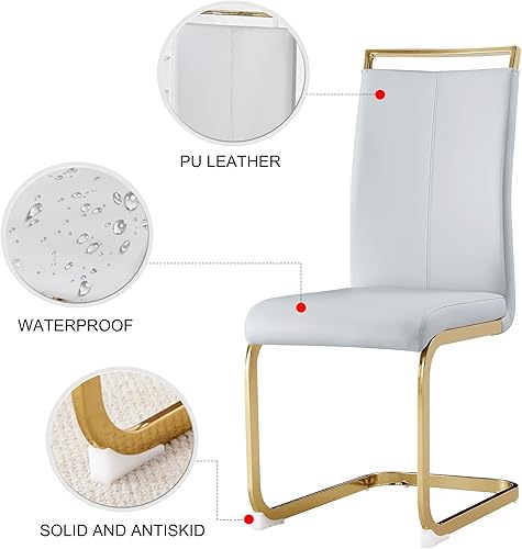 Miniatura 32 de Sillas de Comedor Modernas - Juego de 4 sillas para mesa de comedor, sillas de comedor blancas, patas cromadas plateadas para comedor, sillas de