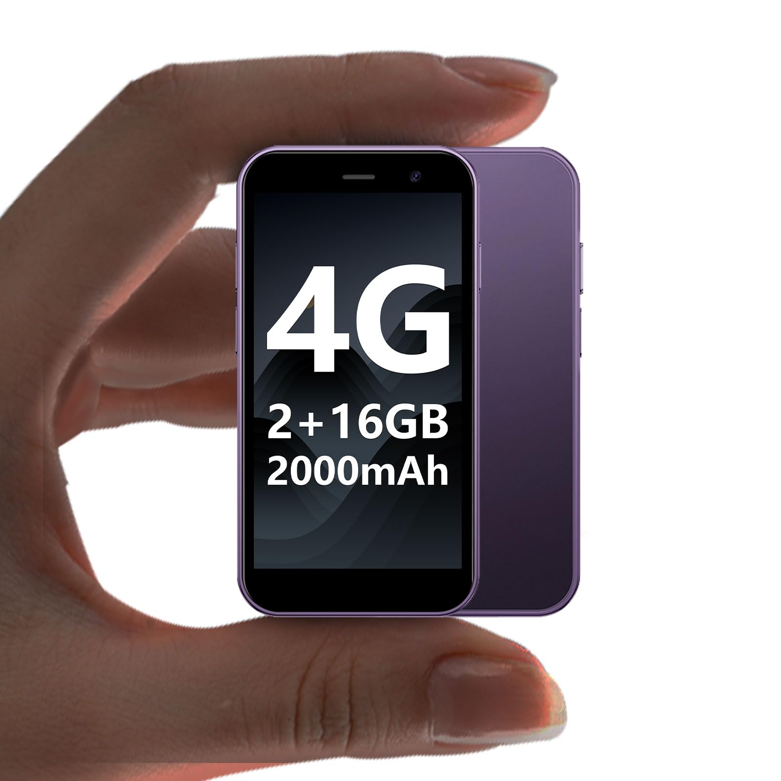 Photo 1 of BLKE Max Mini Smartphone 4G Mini Phone for Kids 2000mAh Battery World's Smallest 3.0'' Touch Screen Mobile Phone Cell Phone with Dual SIM Quad Core Face ID GPS for Girls & Boys 2GB+16GB Purple