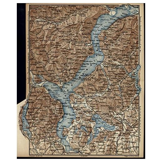 Lake Maggiore Cuvio Gavirate Rivers Italy 1879 very detailed small antique map