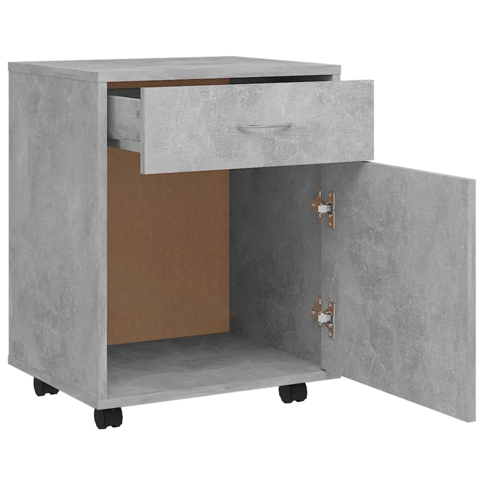 Rollen-Schrank mit 2 feststellbaren Rollen, Betongrau, Holzwerkstoff, 45 x 38 x 54 cm, Büroorganisation
