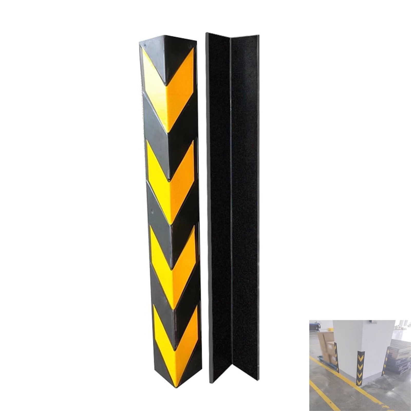 Protectores de Pared de Garaje para Coche, Columna de Goma de Garaje en Forma de L, Protector de Esquina de Tira Amarilla Reflectante Antiimpacto, Poste de Parachoques(120cm/47.2in)