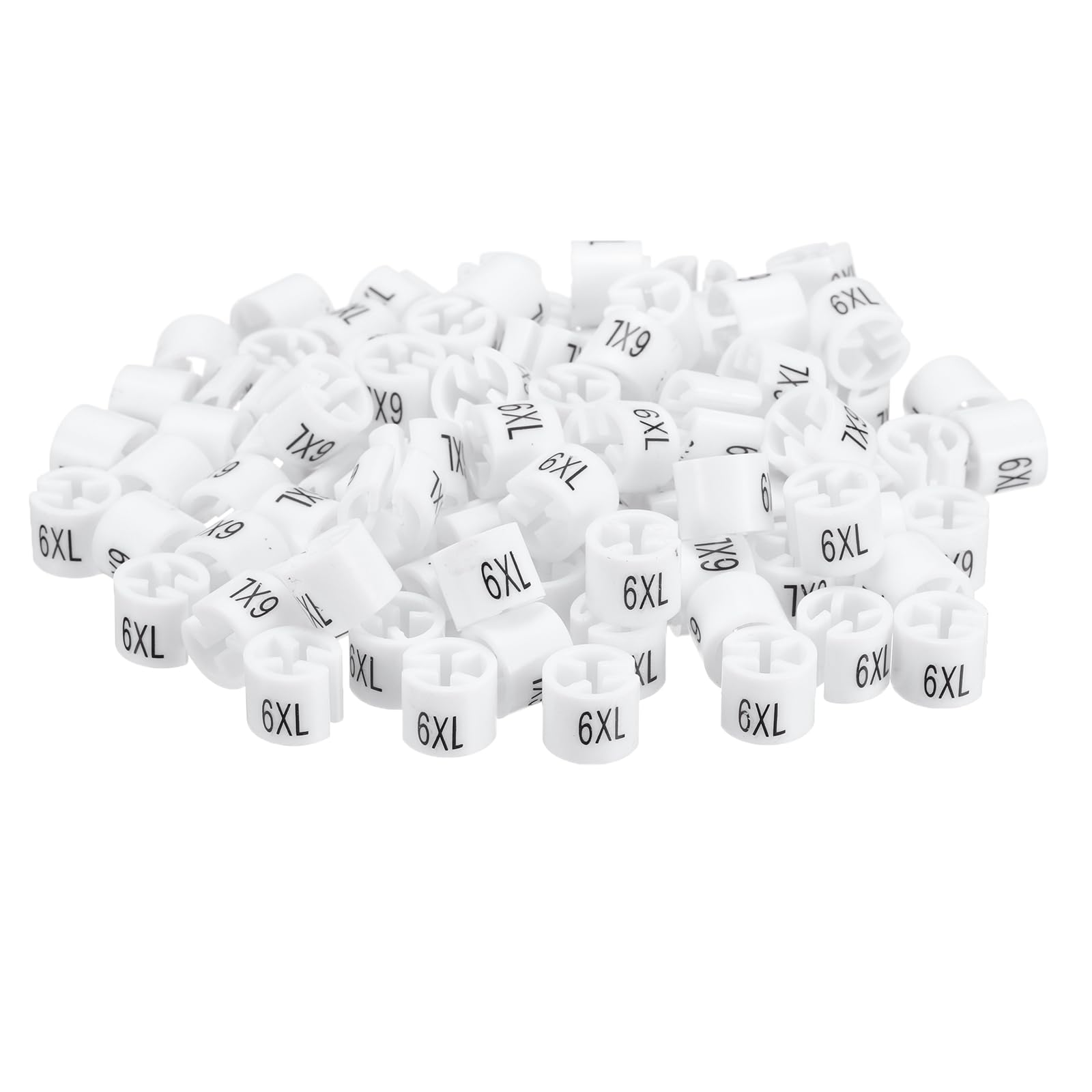 sourcing map 160pcs Clothes Hanger Markers 6XL Size Tags, Fit 3.5mm Rod Garment Size Hanger Clips Garment Color Coding Label for Clothing Hangers, White