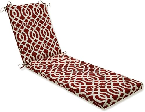 Pillow Perfect Trellis - Cojín para tumbona con respaldo sólido para interiores y exteriores con lazos, relleno de fibra de felpa, resistente a la