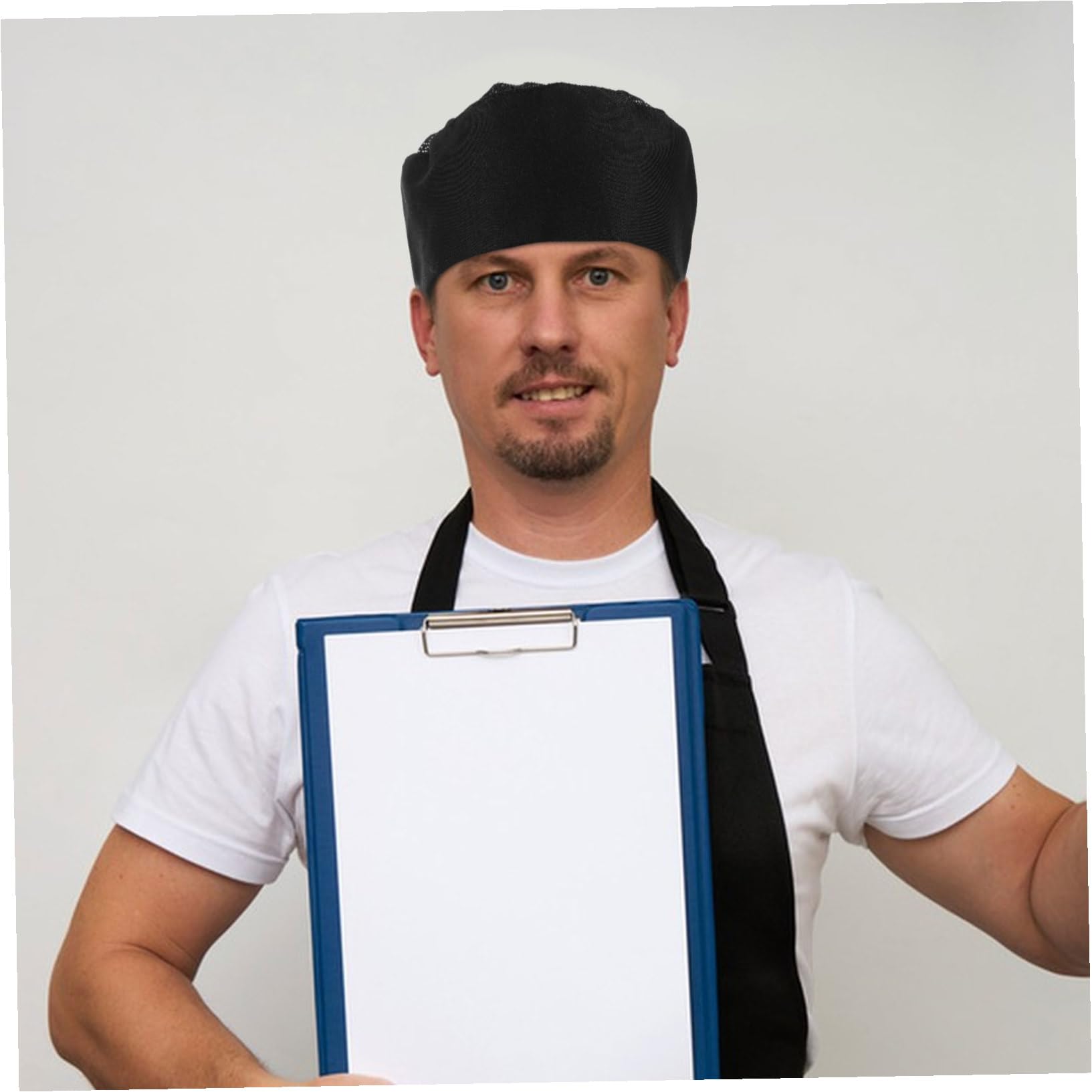 ORFOFE 4 Piezas Gorros de Chef Unisex Gorra Cocina Transpirable de Malla para Hombres y Mujeres Gorros de Trabajo para Servicios de Hostelería y Catering Negro Doble de Poliéster-algodón