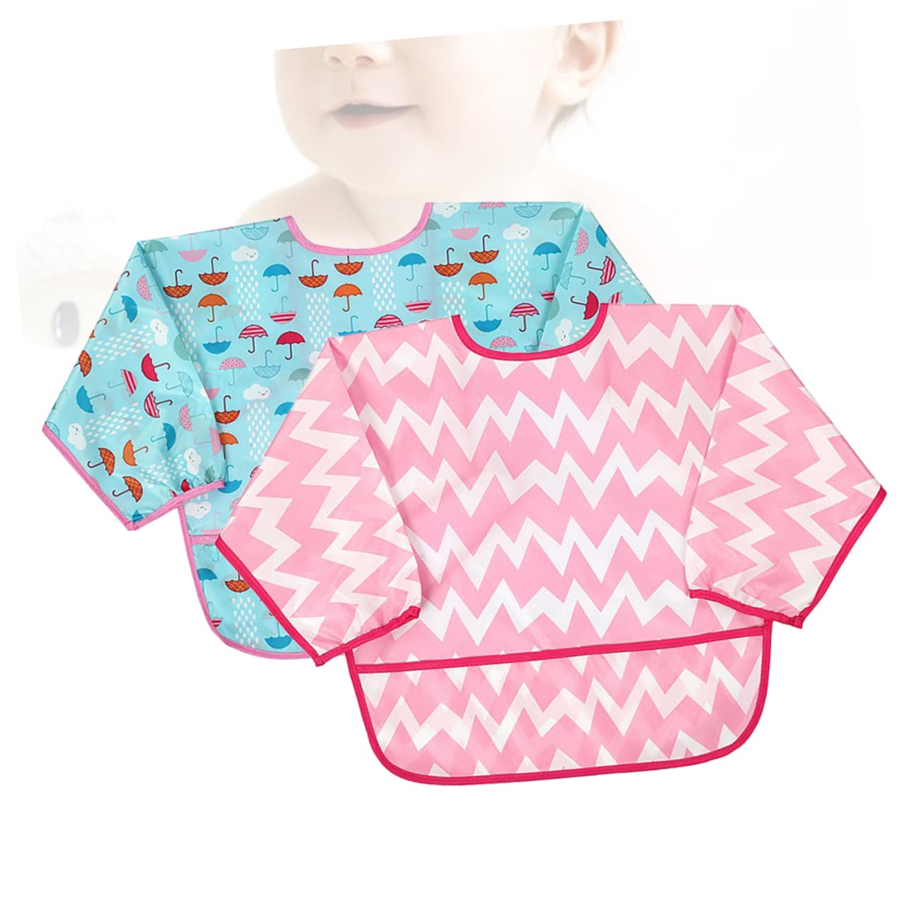 Abaodam 4pièces Tablier Étanche à Manches Longues Pour Garçon Fille Respirante Pour Repas Activités Créatives Couleurs Et Motifs Aléatoires