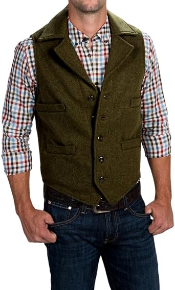Filson Mens Mackinaw Wool Western Vest, Forest Green, Small