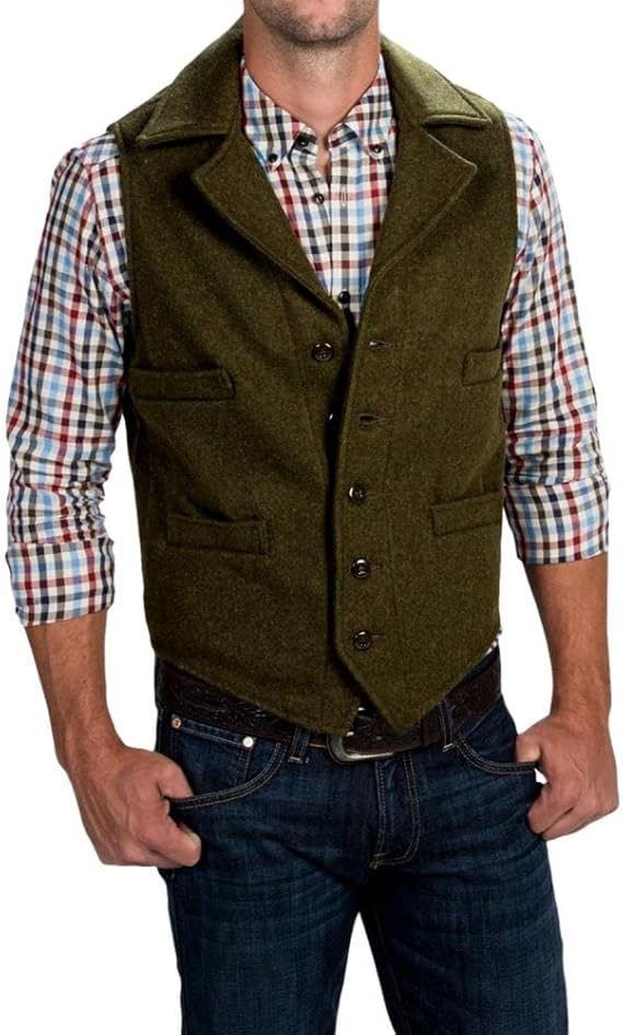 Filson Men's Mackinaw Wool Western Vest, Forest Green, Small