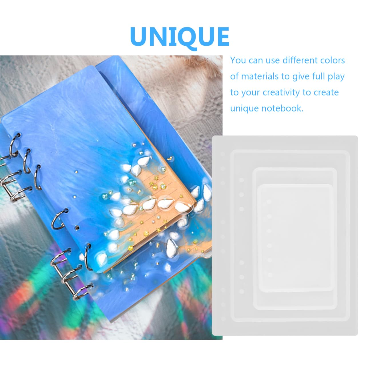 STOBOK 4 StüCk Diy Notizbuch Silikonformen, Epoxidharz GießForm Set FüR A5 A6 A7 B5, Kristall Harzform FüR BuchumschläGe, Tragbare Und Flexible Silikonform FüR Bastelprojekte