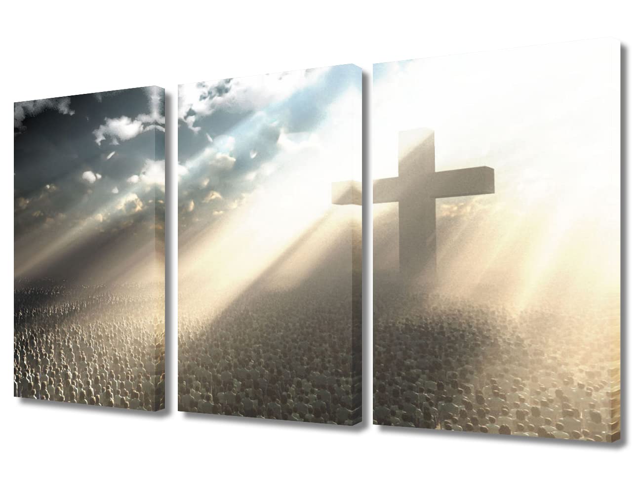 TUMOVO Good Friday Meditation Prayer Home Decor Jesus Cros Wall Decor for Bedroom 3 Panel Jesus Followers Canvas Paintings Bathroom Decor Wall Art Posters and Prints Framed Ready to Hang (36" Wx24 H)