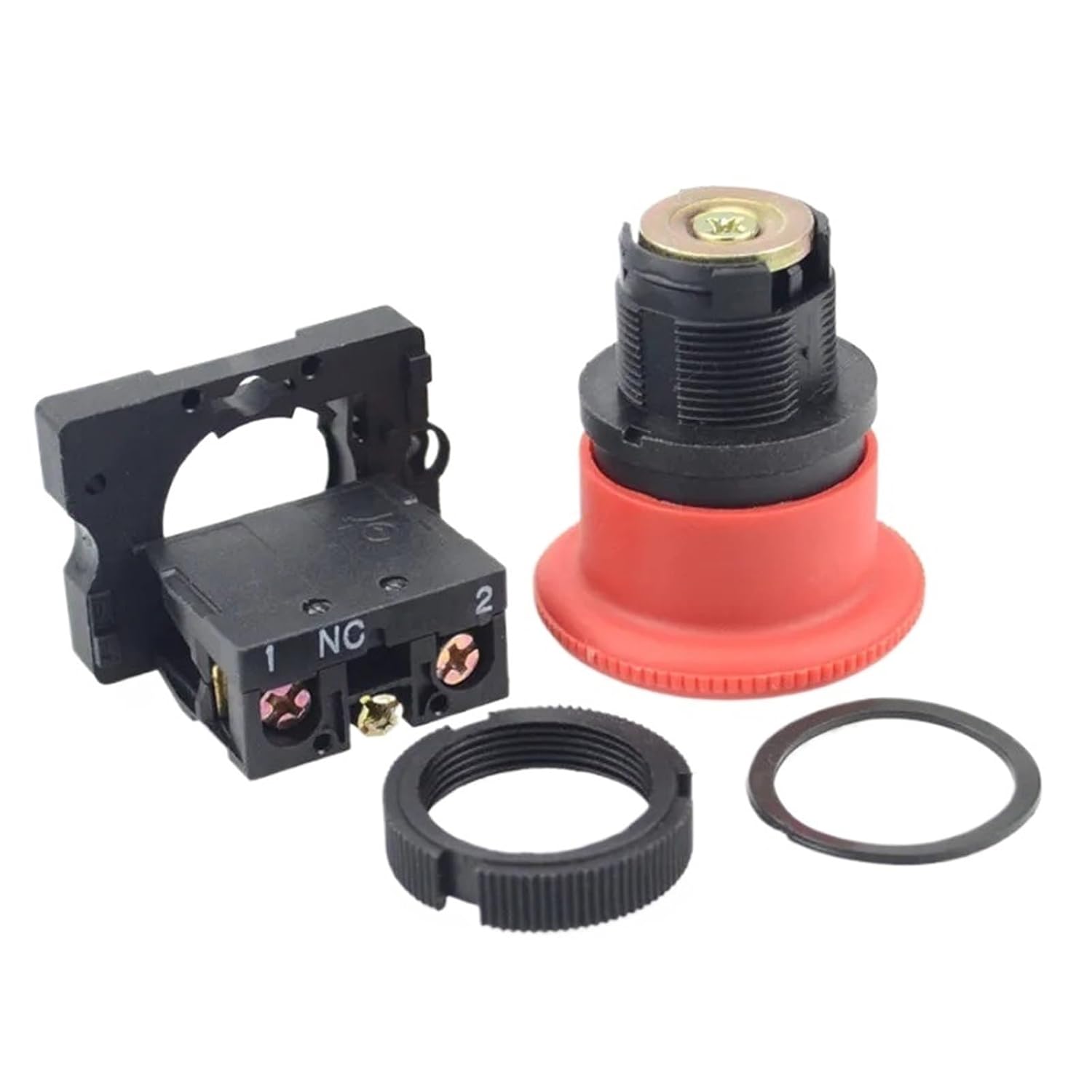 2pcs*22mm Emergency Stop Switch Mushroom e-Stop Push Button Switch with NC Contact