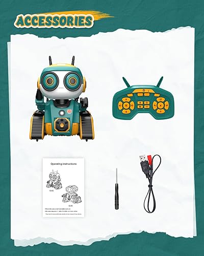 Miniatura 2 de Holyton Robot de juguete para niños, robot recargable de control remoto con demostración automática, movimientos de baile, música y detección de