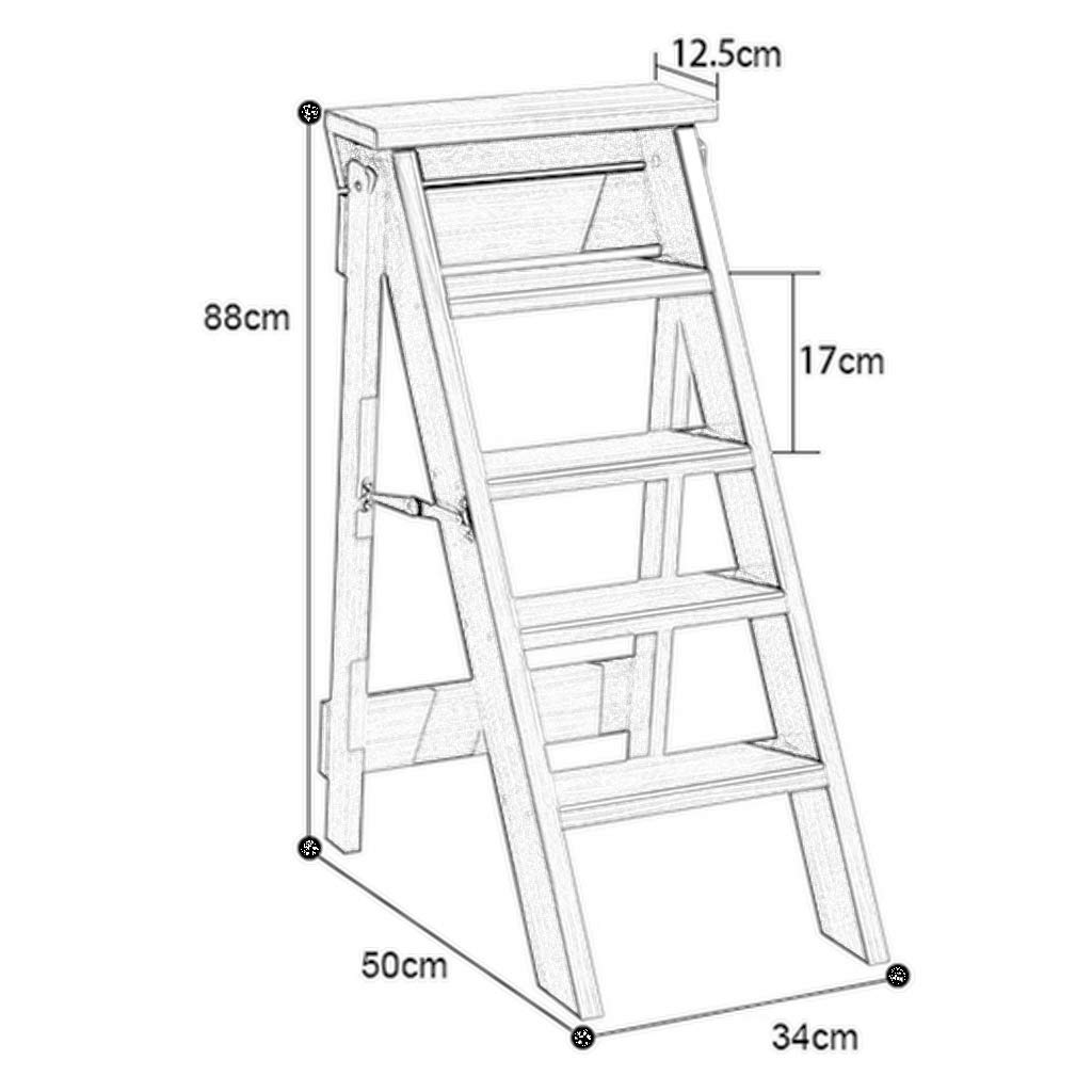 Einfach Und Bequem Klapptrittschemel, Kiefernholz Householdal Schritt Hocker, Klappstuhl Mit 5 Schritt Lift, Klappen Bibliothek/Küche/Büro, Trittschemel Mit Griff