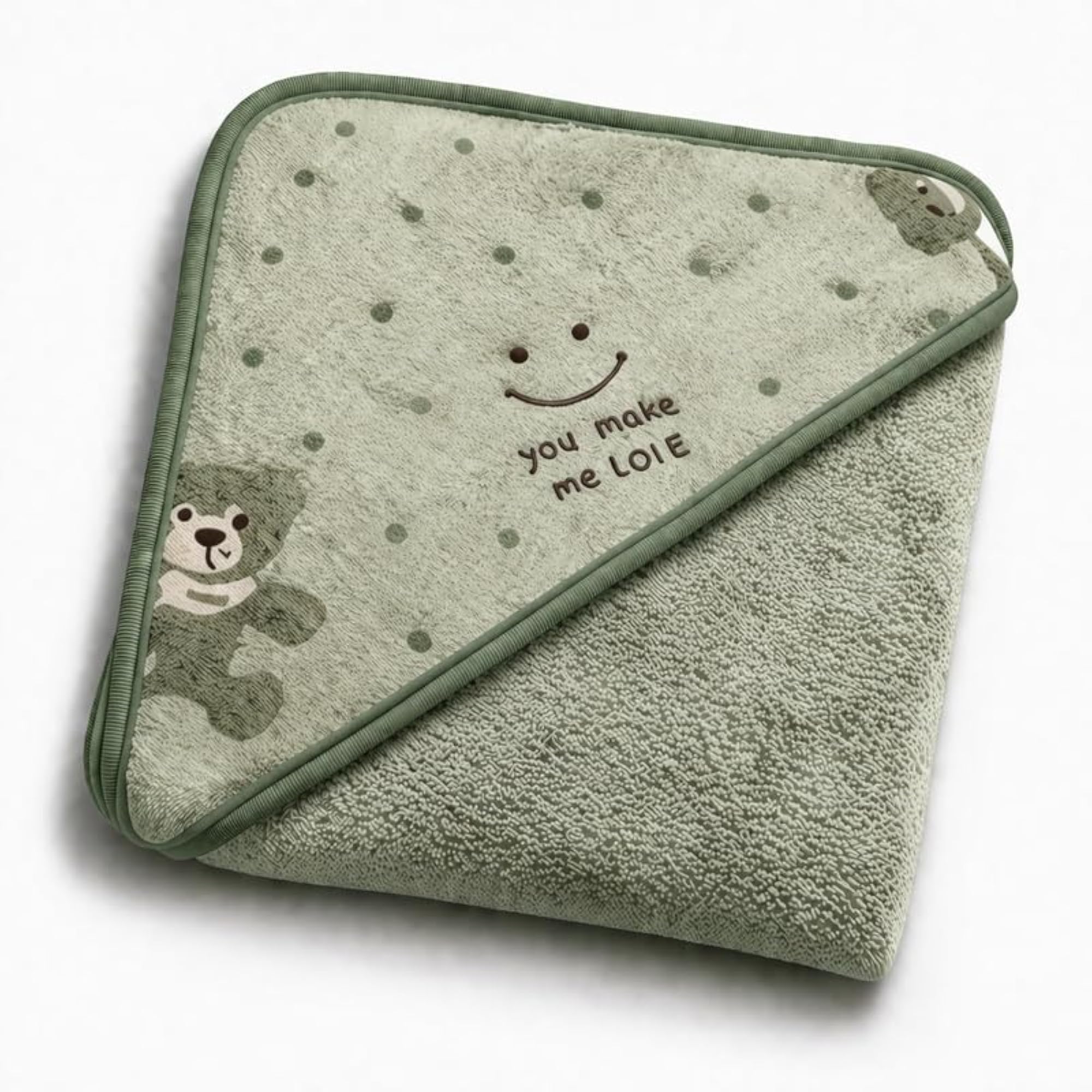 Baby Hooded Bath Towel Wrap with Cute Teddy Bear Design
