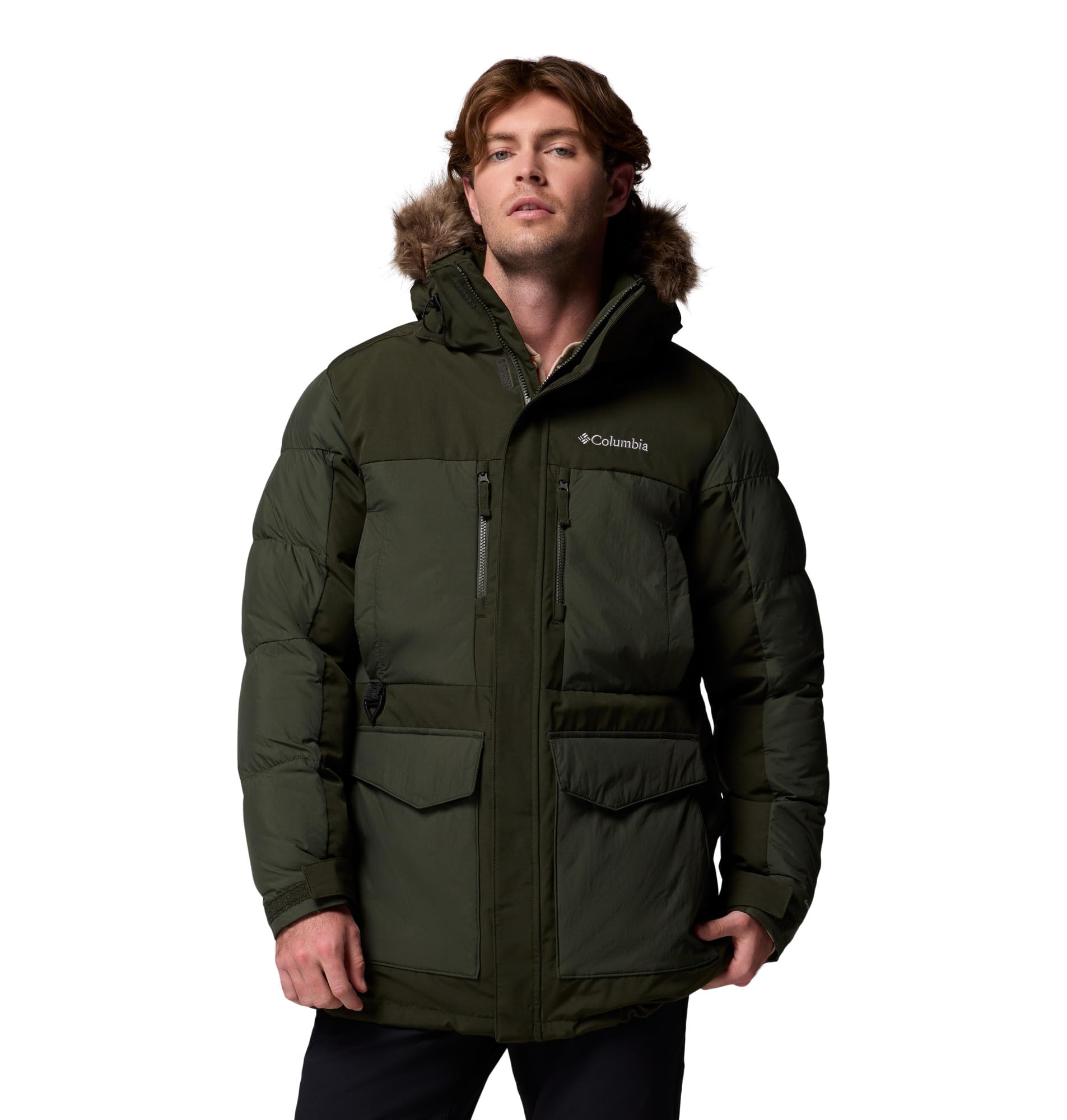 Columbia Marquam Peak Fusion 2 - Parka para hombre, chaqueta de invierno, color verde, talla XL