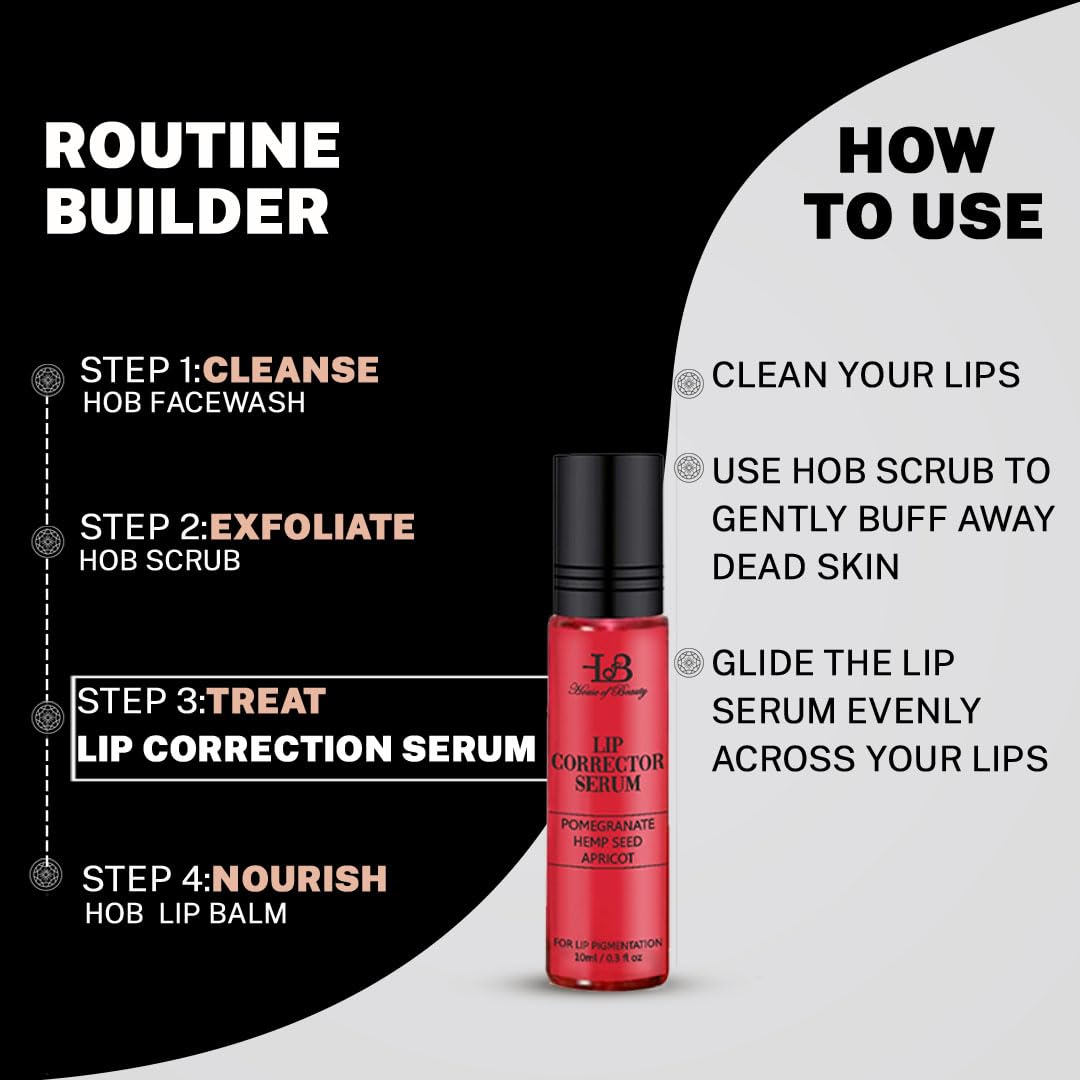 HOUSE OF BEAUTY Lip Color Corrector Serum | Enriched with Pomegranate, Hemp Seed & Apricot | Lip Pigmentation | Unisex (10ml) - Image 9 thumbnail