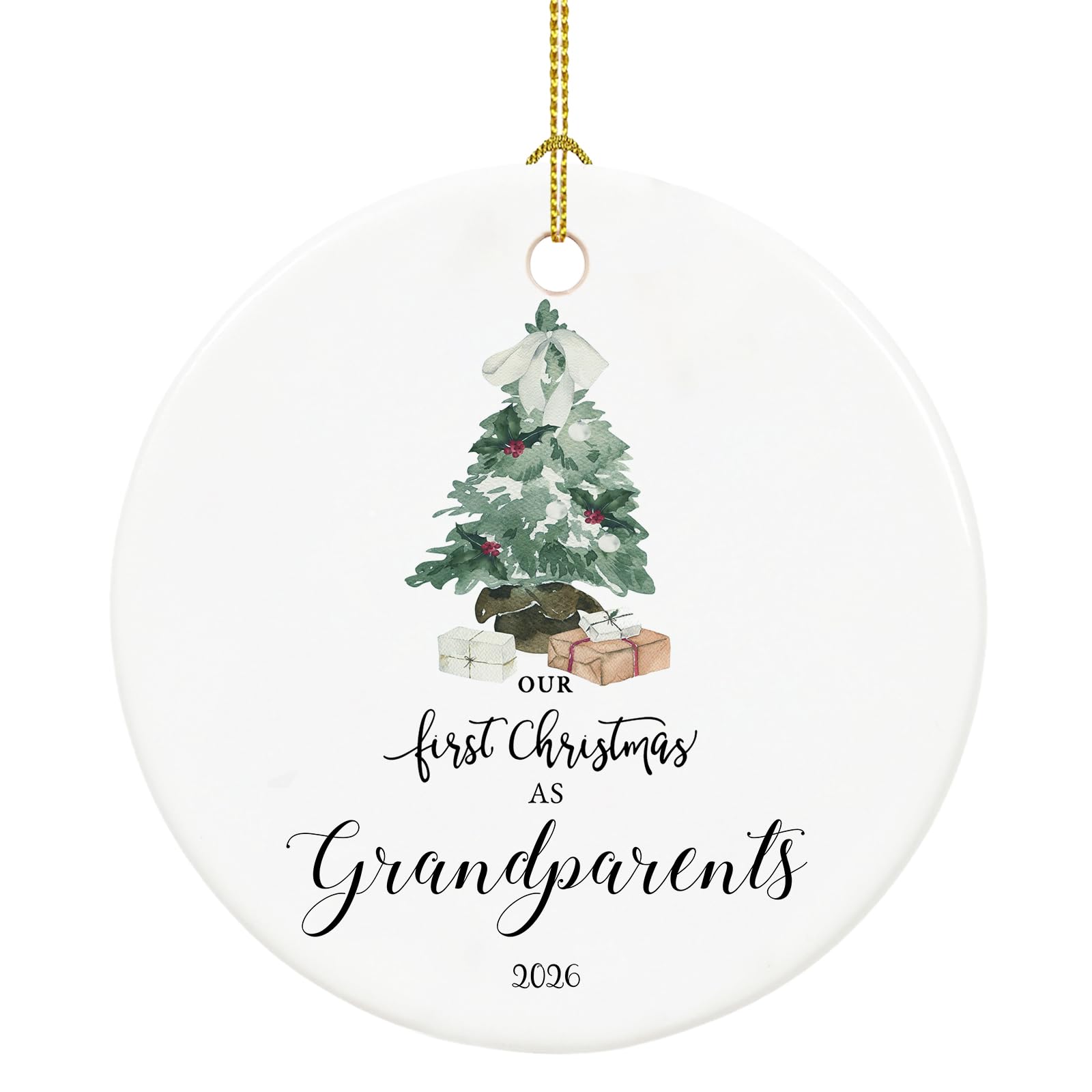 Décoration sapin Our First Christmas as Grandparents 2026 en céramique